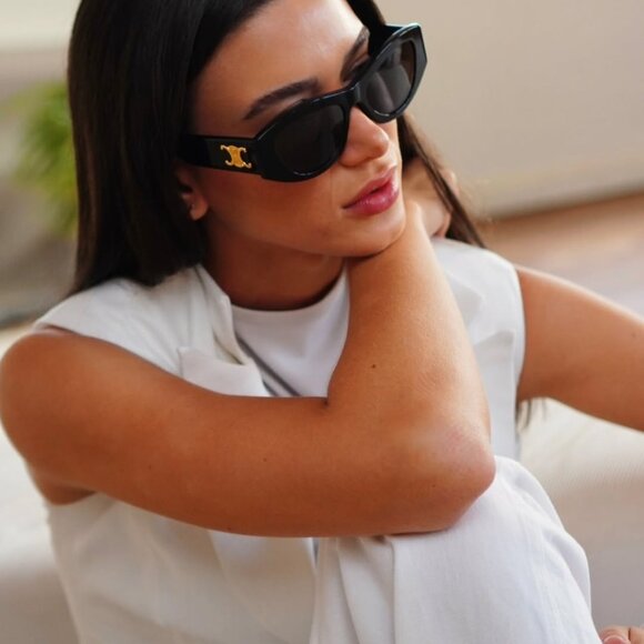 Celine CL40308U 57B TRIOMPHE Cat Eye Sunglasses - Beige/Grey Gradient - Picture 3 of 13